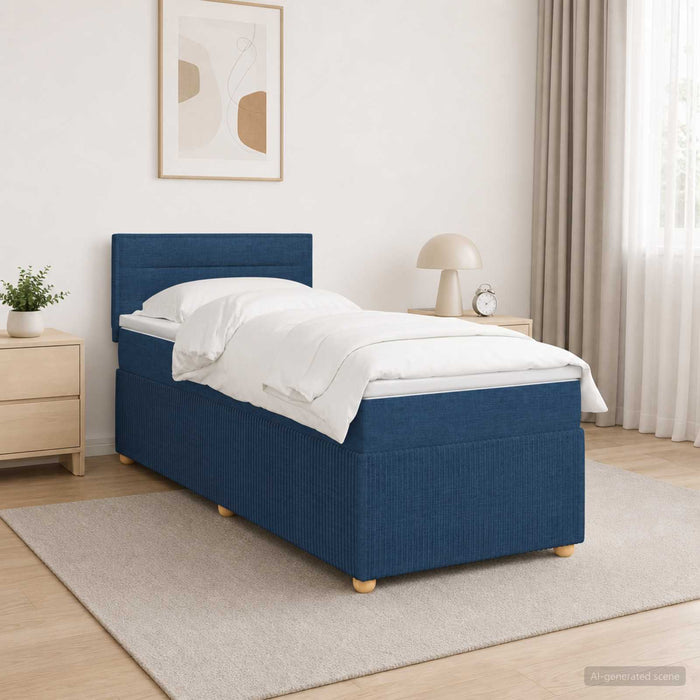 Pat boxspring cu saltea albastru 90 x 190 cm Țesătură - WALTI WALTI