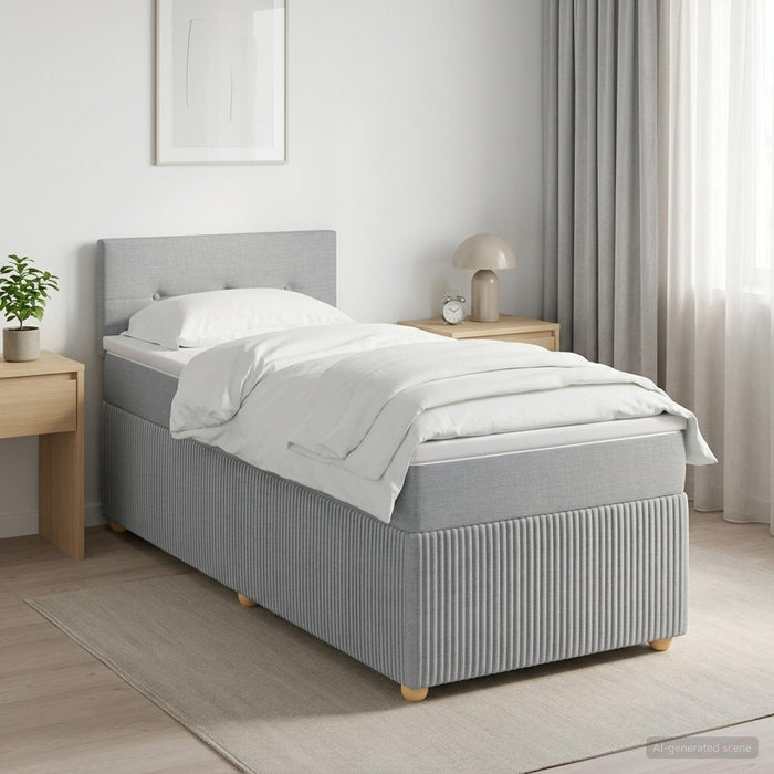 Pat boxspring cu saltea Gri deschis 100 x 200 cm Țesătură WALTI