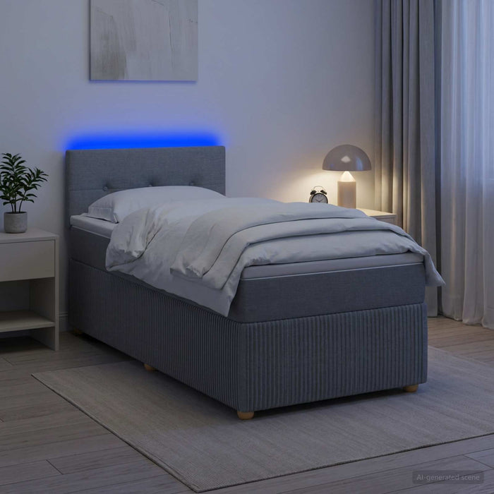 Pat boxspring cu saltea Gri deschis 80 x 200 cm Țesătură - WALTI WALTI