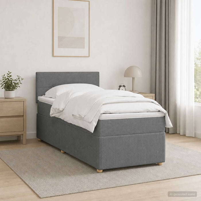 Pat boxspring cu saltea Gri închis 90 x 190 cm Țesătură WALTI