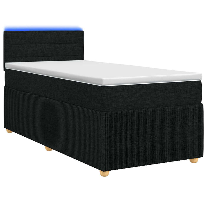 Pat boxspring cu saltea cu benzi LED Negru 80 x 200 cm Țesătură WALTI