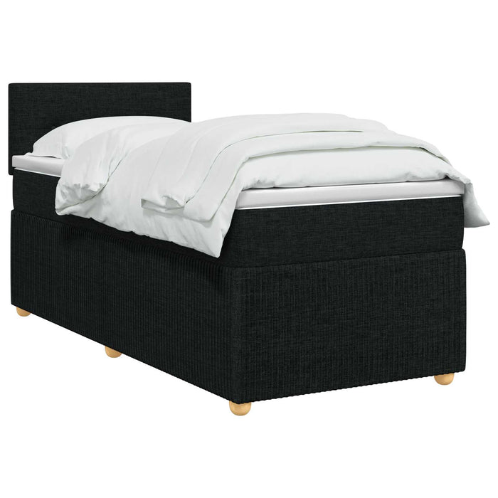 Pat boxspring cu saltea cu benzi LED Negru 80 x 200 cm Țesătură WALTI