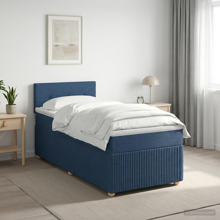 Pat boxspring cu saltea albastru 100 x 200 cm Țesătură WALTI