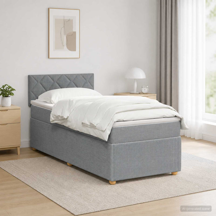 Pat boxspring cu saltea Gri deschis 100 x 200 cm Țesătură WALTI