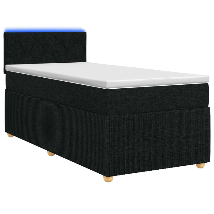 Pat boxspring cu saltea cu benzi LED Negru 80 x 200 cm Țesătură WALTI