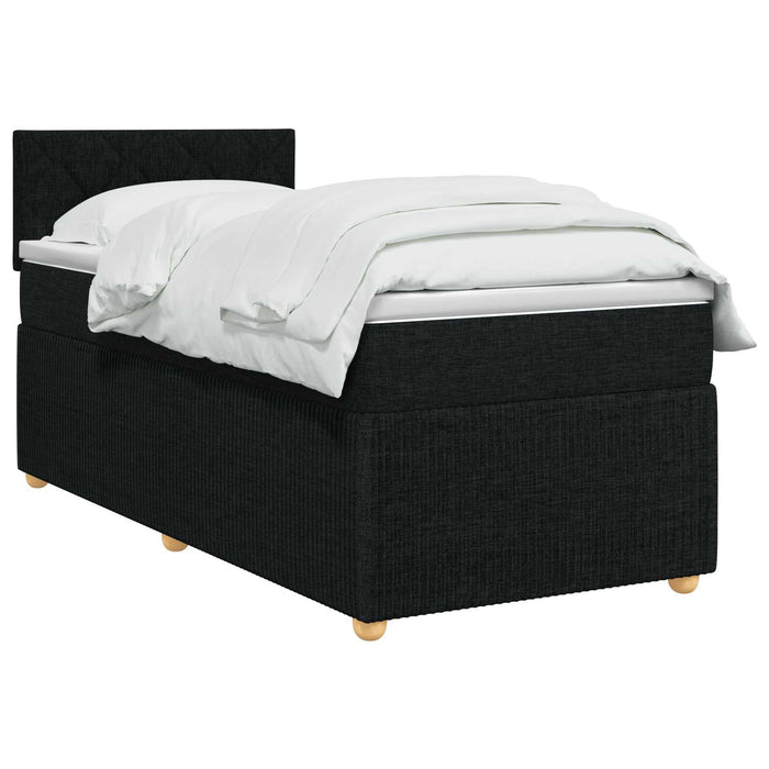 Pat boxspring cu saltea cu benzi LED Negru 80 x 200 cm Țesătură WALTI
