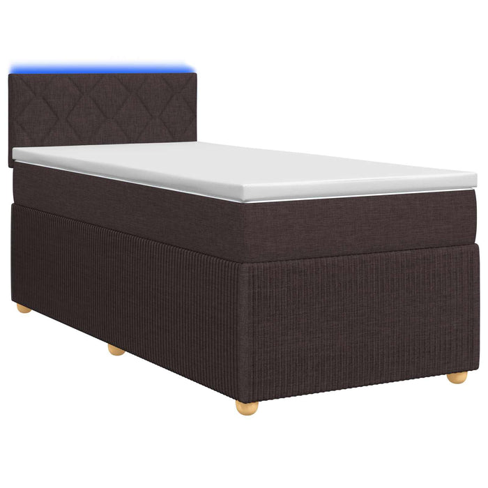 Pat boxspring cu saltea Maro închis 80 x 200 cm Țesătură WALTI