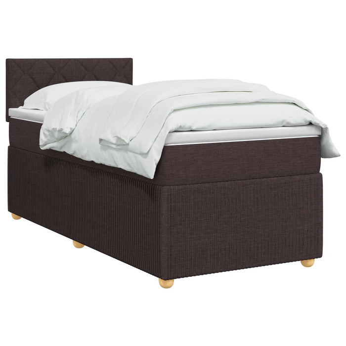 Pat boxspring cu saltea Maro închis 80 x 200 cm Țesătură WALTI