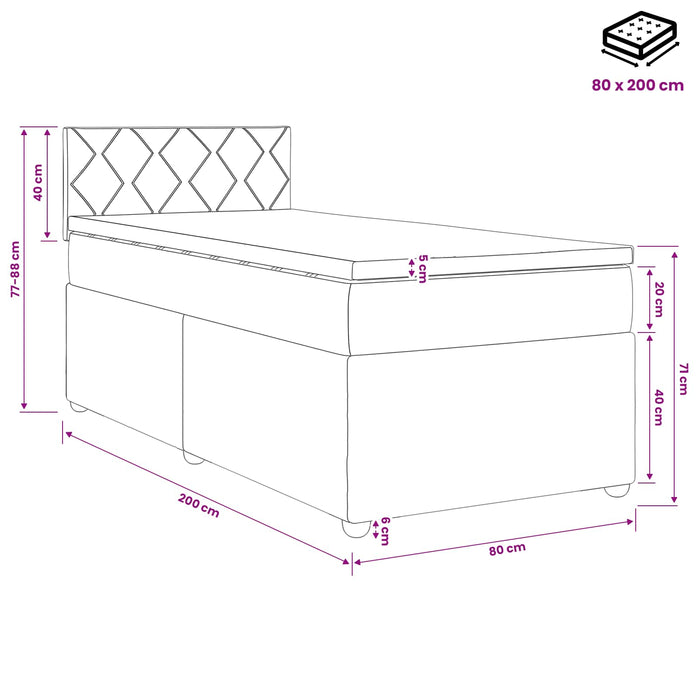Pat boxspring cu saltea Maro închis 80 x 200 cm Țesătură WALTI