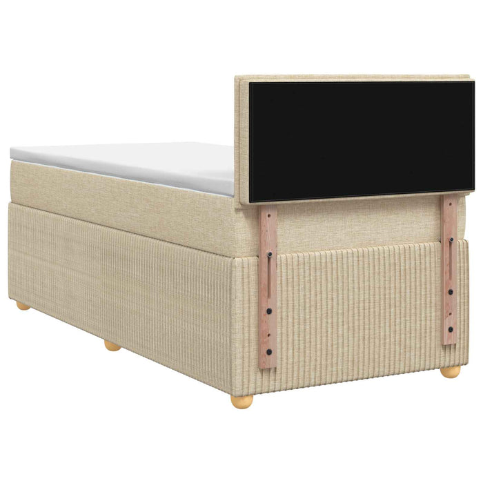 Pat boxspring cu saltea cu benzi LED Crem 80 x 200 cm Țesătură WALTI