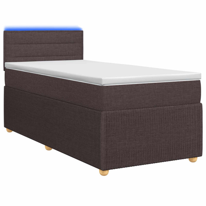 Pat boxspring cu saltea Maro închis 90 x 200 cm Țesătură WALTI