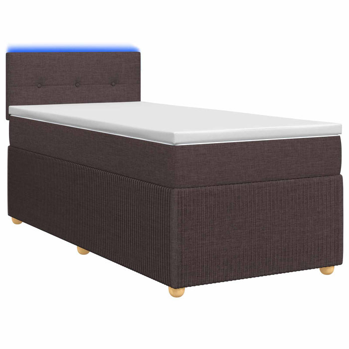 Pat boxspring cu saltea Maro închis 90 x 200 cm Țesătură WALTI