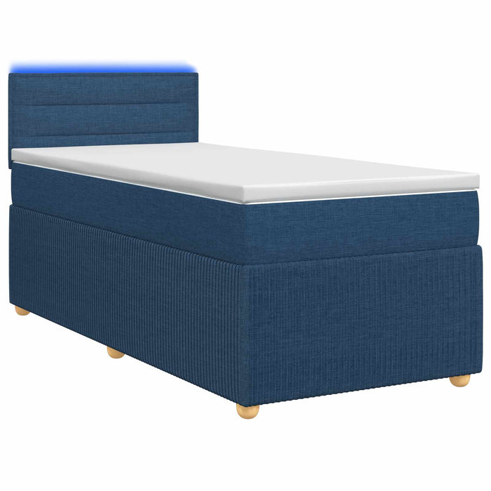 Pat boxspring cu saltea albastru 100 x 200 cm Țesătură WALTI