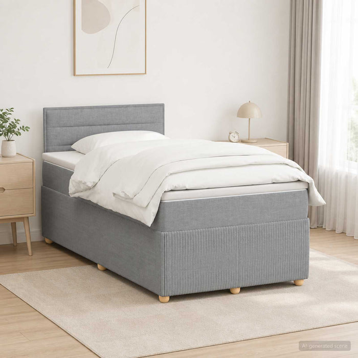 Pat boxspring cu saltea Gri deschis 120 x 190 cm Țesătură - WALTI WALTI