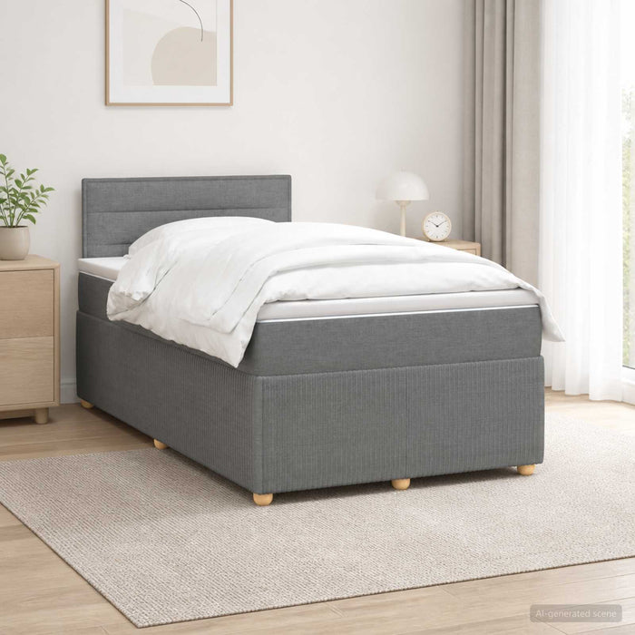 Pat boxspring cu saltea Gri închis 120 x 200 cm Țesătură - WALTI WALTI