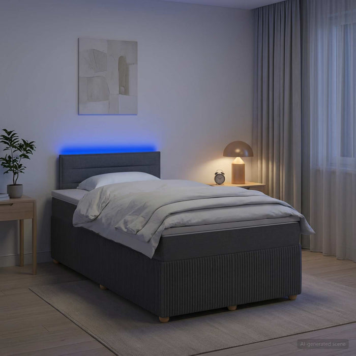 Pat boxspring cu saltea Gri închis 120 x 200 cm Țesătură - WALTI WALTI