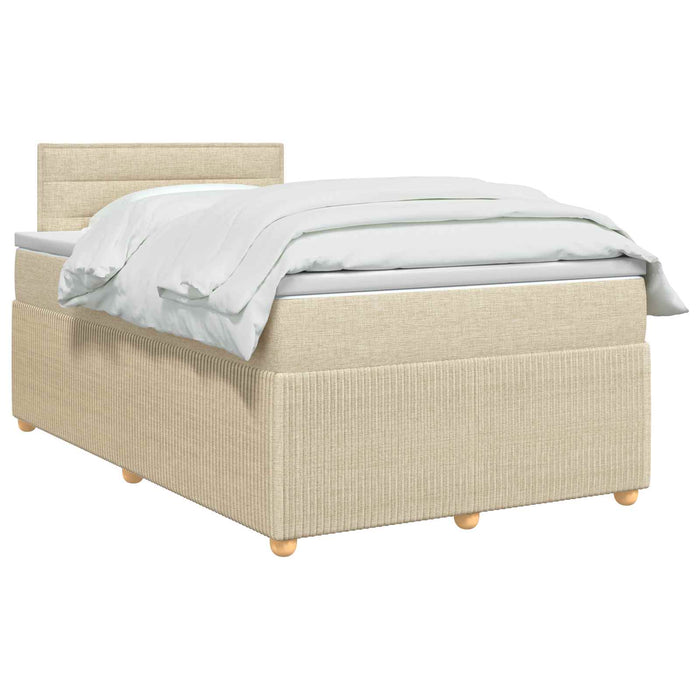 Pat boxspring cu saltea cu benzi LED Crem 120 x 190 cm Țesătură WALTI