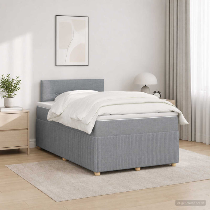Pat boxspring cu saltea Gri deschis 120 x 200 cm Țesătură WALTI