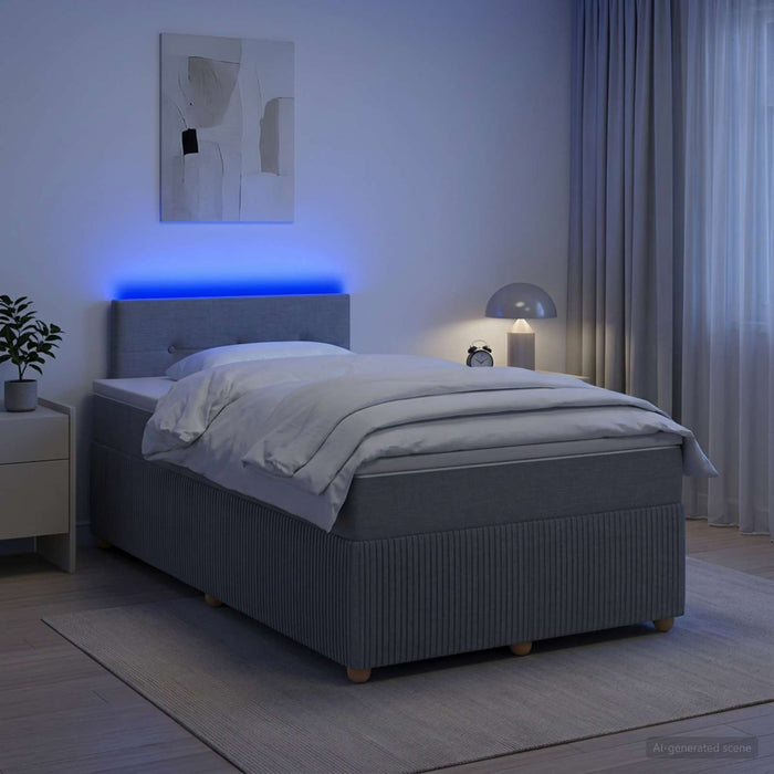Pat boxspring cu saltea Gri deschis 120 x 200 cm Țesătură WALTI