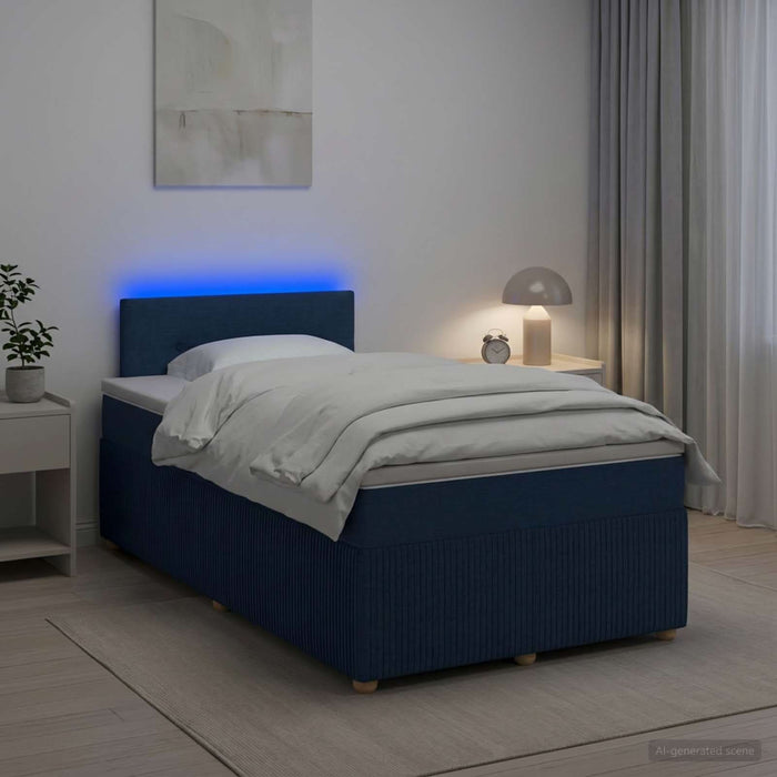 Pat boxspring cu saltea albastru 120 x 200 cm Țesătură WALTI