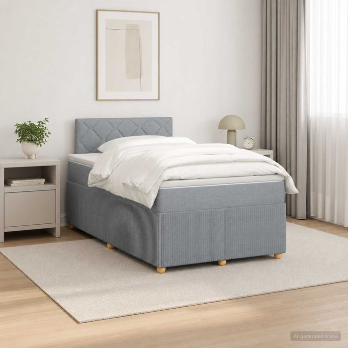 Pat boxspring cu saltea Gri deschis 120 x 200 cm Țesătură WALTI