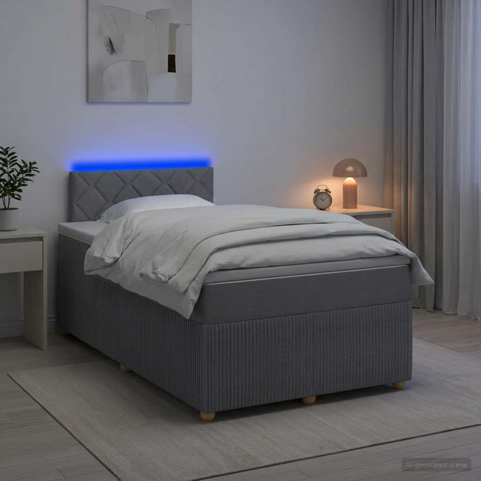 Pat boxspring cu saltea Gri deschis 120 x 200 cm Țesătură WALTI