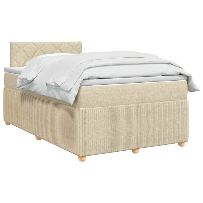 Pat boxspring cu saltea cu benzi LED Crem 120 x 190 cm Țesătură WALTI