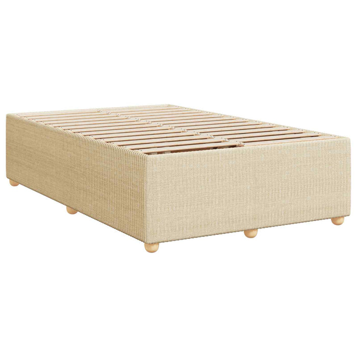 Pat boxspring cu saltea cu benzi LED Crem 120 x 200 cm Țesătură WALTI