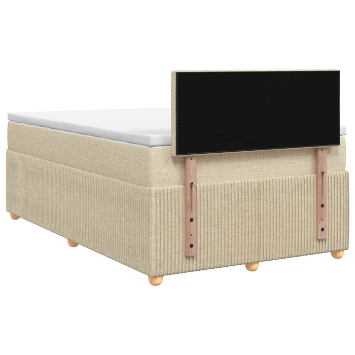 Pat boxspring cu saltea cu benzi LED Crem 120 x 200 cm Țesătură WALTI