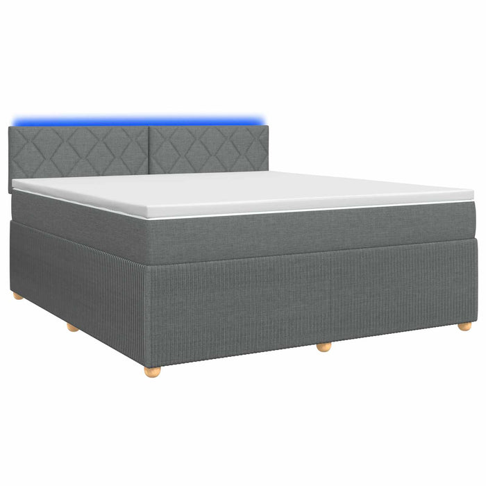 Pat boxspring cu saltea Gri închis 140 x 190 cm Țesătură WALTI