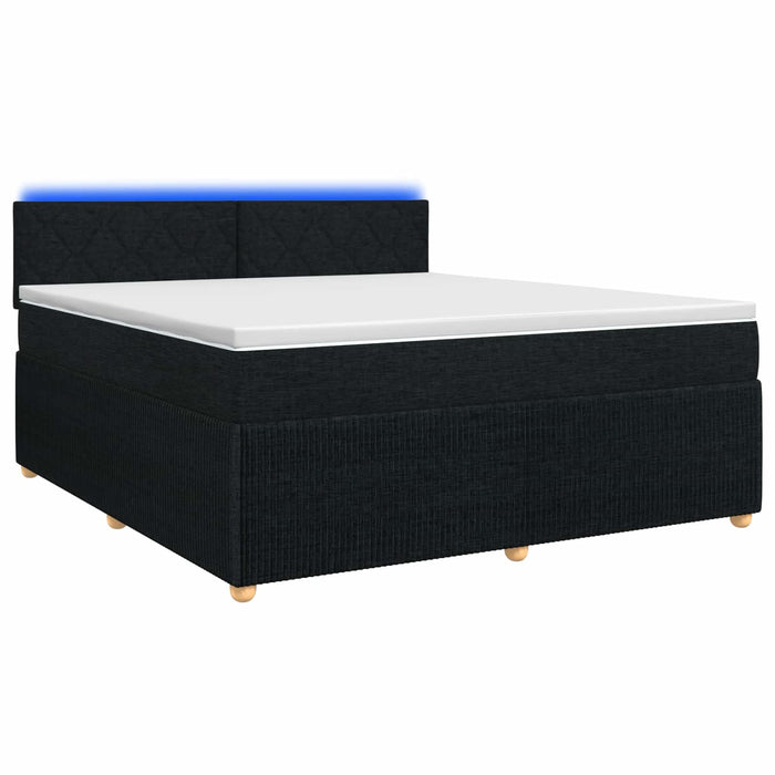 Pat boxspring cu saltea Negru 140 x 190 cm Țesătură WALTI