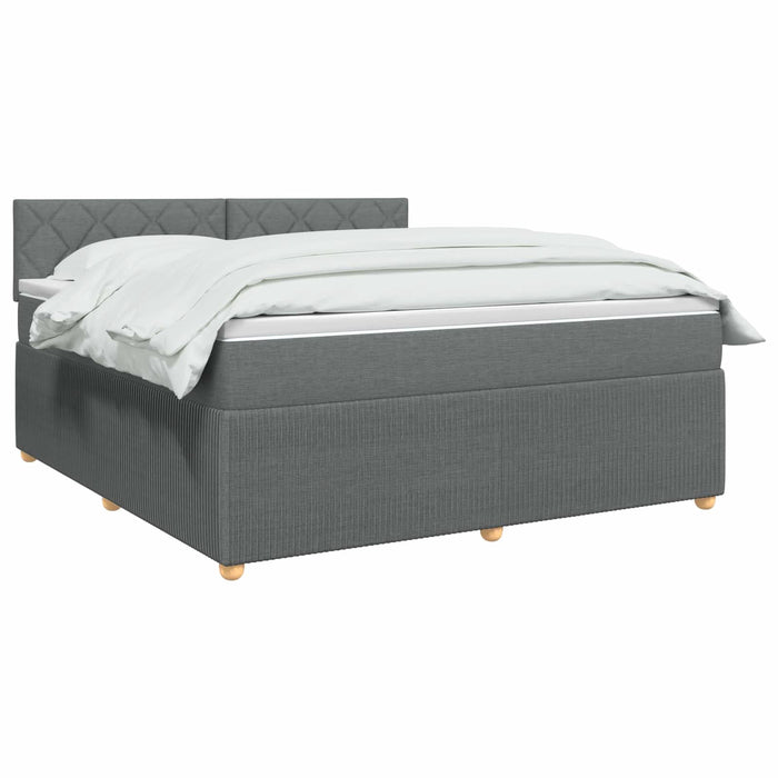Pat boxspring cu saltea Gri închis 140 x 200 cm Țesătură WALTI