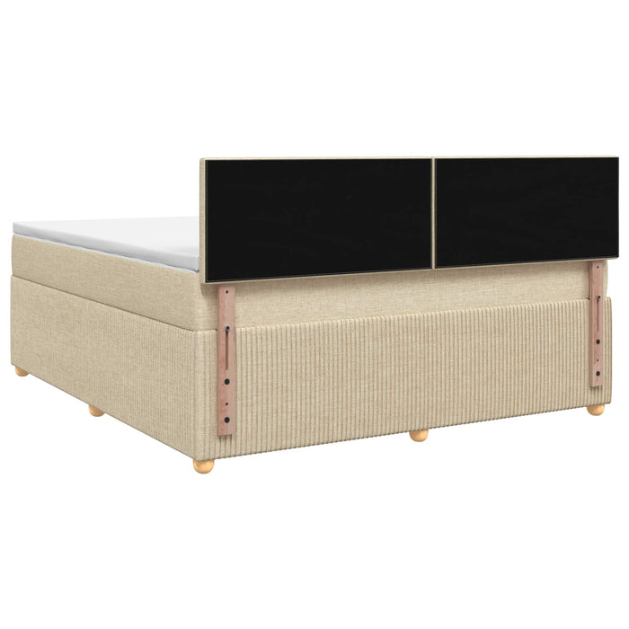 Pat boxspring cu saltea cu benzi LED Crem 160 x 200 cm Țesătură WALTI