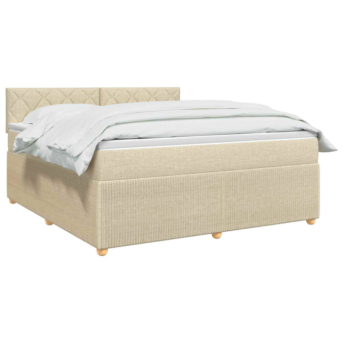 Pat boxspring cu saltea cu benzi LED Crem 160 x 200 cm Țesătură WALTI