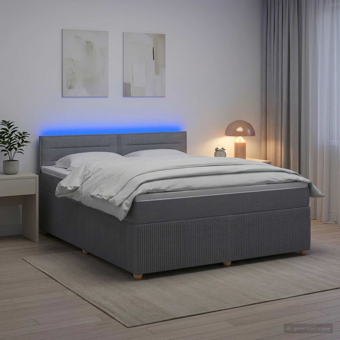 Pat boxspring cu saltea Gri deschis 180 x 200 cm Țesătură WALTI