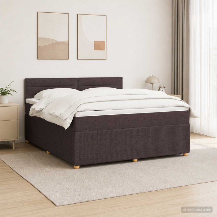 Pat boxspring cu saltea Maro închis 160 x 200 cm Țesătură WALTI