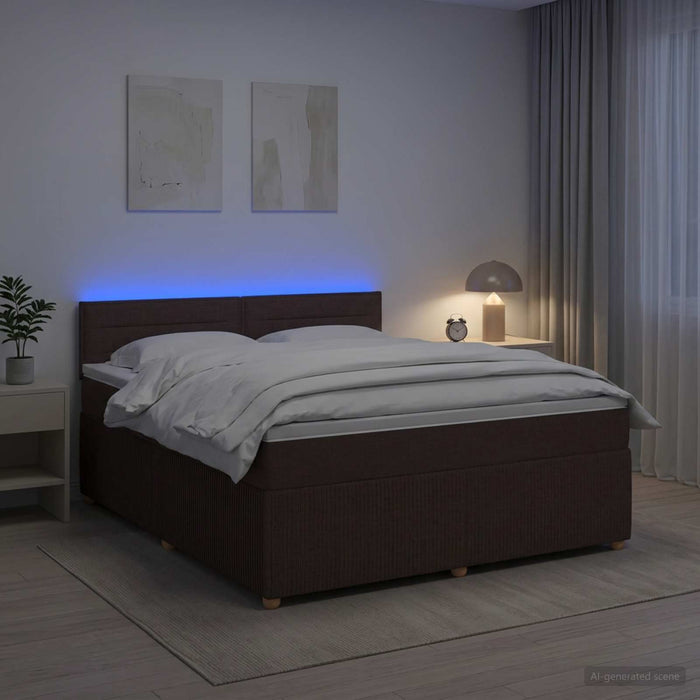 Pat boxspring cu saltea Maro închis 160 x 200 cm Țesătură WALTI