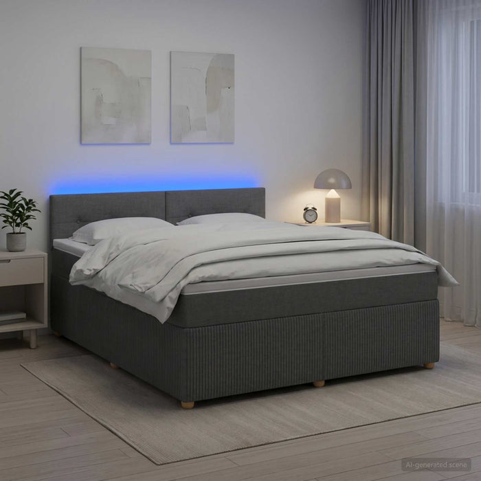 Pat boxspring cu saltea Gri închis 180 x 200 cm Țesătură WALTI