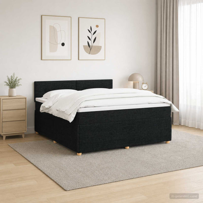 Pat boxspring cu saltea Negru 140 x 190 cm Țesătură - WALTI WALTI