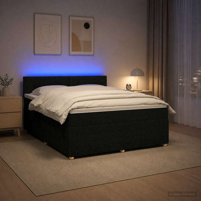 Pat boxspring cu saltea Negru 140 x 190 cm Țesătură - WALTI WALTI