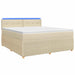 Pat boxspring cu saltea cu benzi LED Crem 180 x 200 cm Țesătură - WALTI WALTI