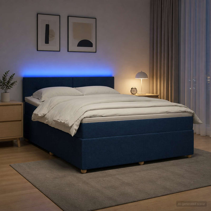 Pat boxspring cu saltea albastru 180 x 200 cm Țesătură - WALTI WALTI
