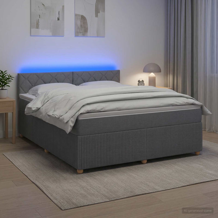 Pat boxspring cu saltea Gri deschis 180 x 200 cm Țesătură - WALTI WALTI