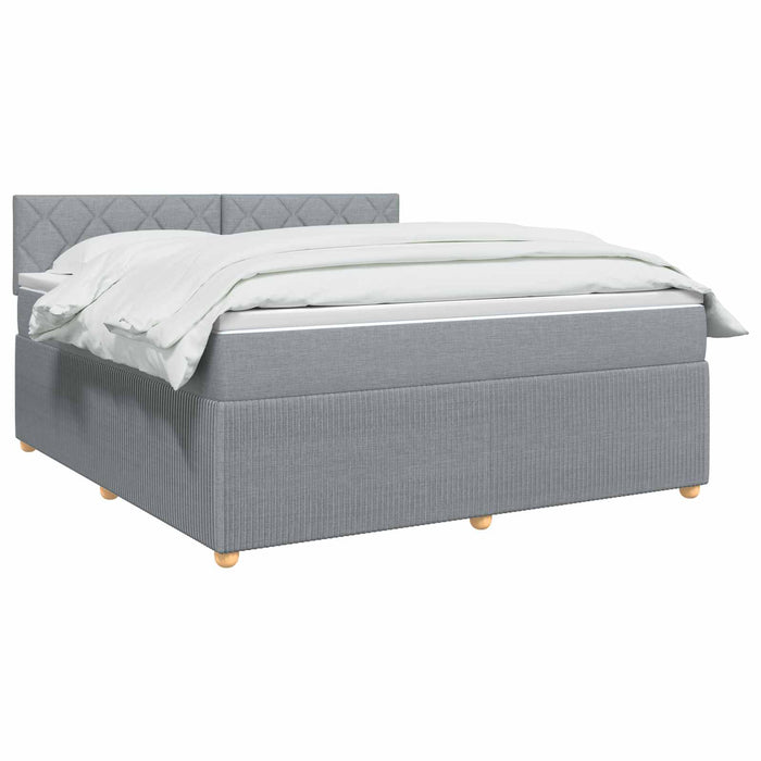 Pat boxspring cu saltea Gri deschis 180 x 200 cm Țesătură - WALTI WALTI