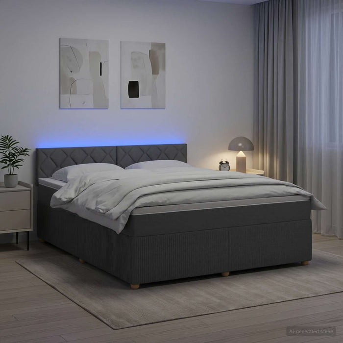 Pat boxspring cu saltea Gri închis 140 x 200 cm Țesătură WALTI