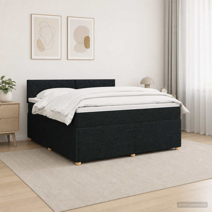 Pat boxspring cu saltea Negru 140 x 200 cm Țesătură WALTI