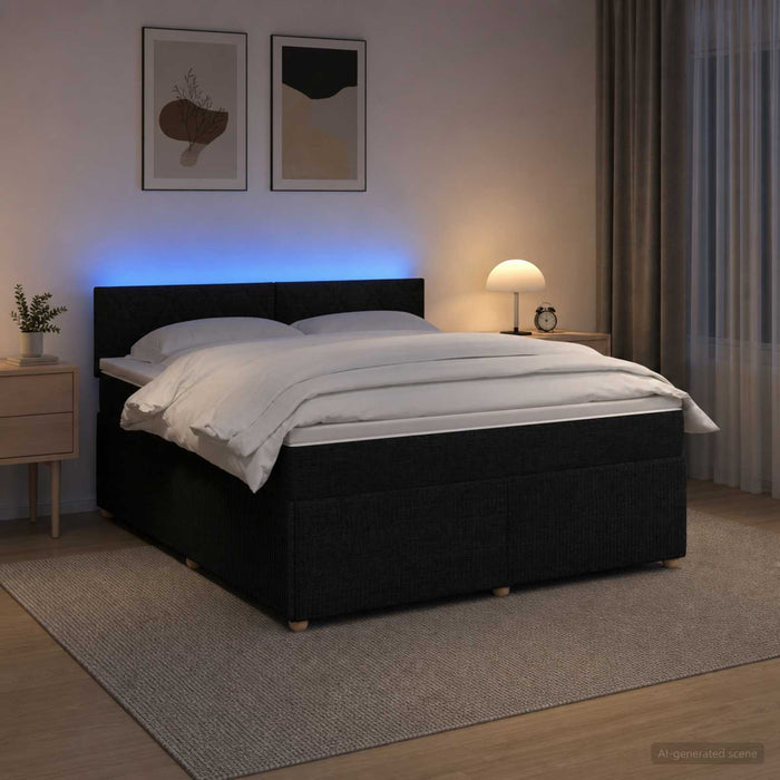 Pat boxspring cu saltea Negru 140 x 190 cm Țesătură WALTI