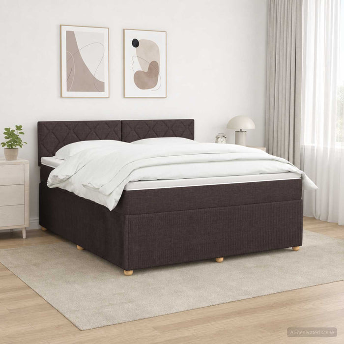 Pat boxspring cu saltea Maro închis 140 x 200 cm Țesătură WALTI