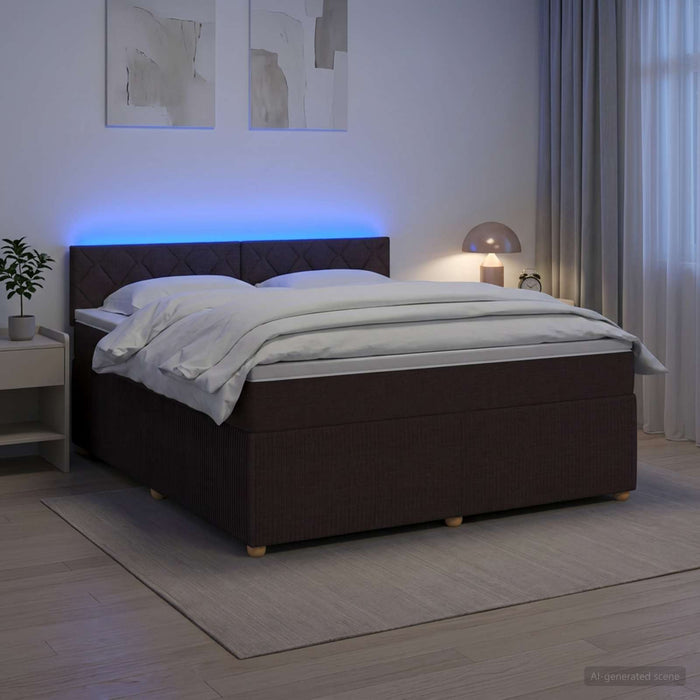Pat boxspring cu saltea Maro închis 140 x 190 cm Țesătură WALTI