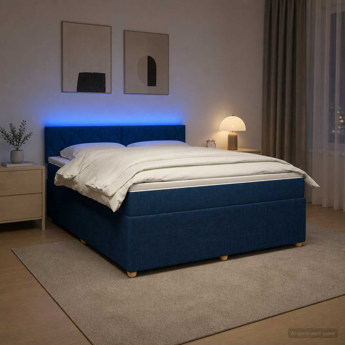 Pat boxspring cu saltea albastru 180 x 200 cm Țesătură - WALTI WALTI